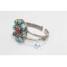 Bangle Bracelet Kada 925 Sterling Silver Turquoise Coral Gem Stone Engraved C206